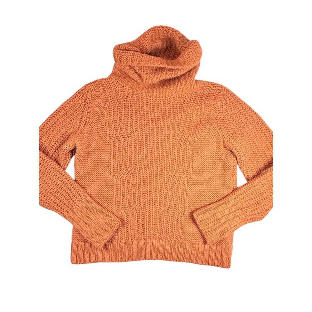 Banana Republic Turtleneck Mix Sweater Women Size M Apricot Bellini Chunky Knit